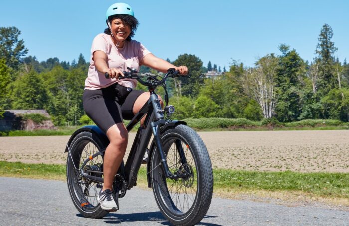 Woman riding an electric bike